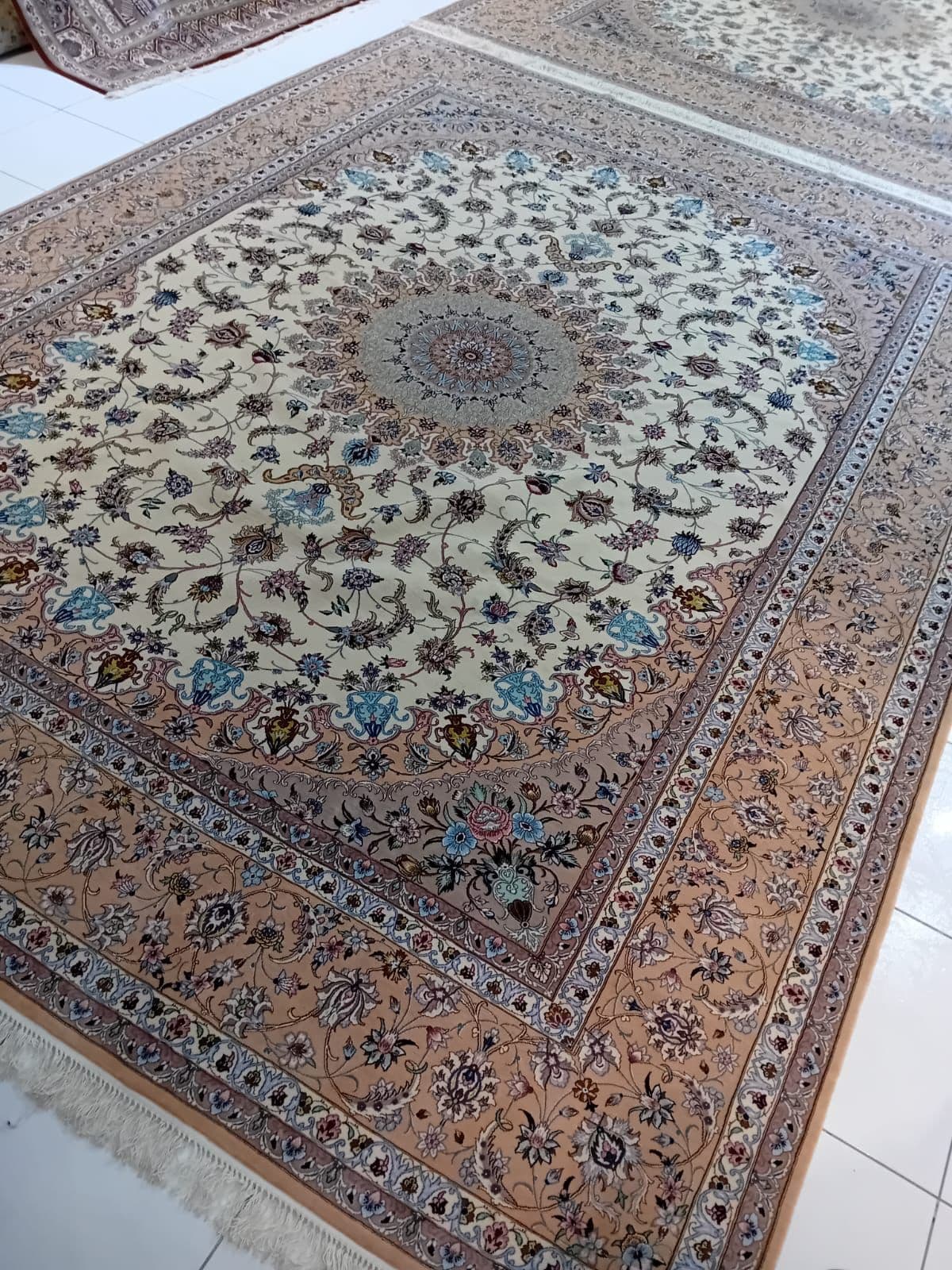 Handmade Esfahan Wool & Silk Carpet - Luxury Persian Rug view 2