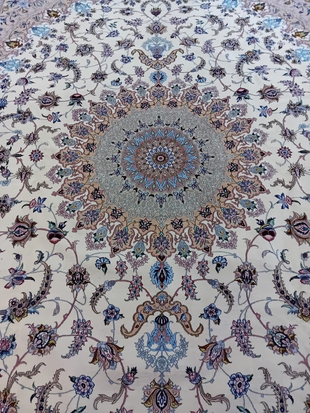 Handmade Esfahan Wool & Silk Carpet - Luxury Persian Rug view 4