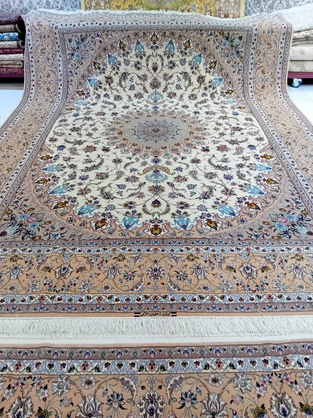 Handmade Esfahan Wool & Silk Carpet - Luxury Persian Rug view 5
