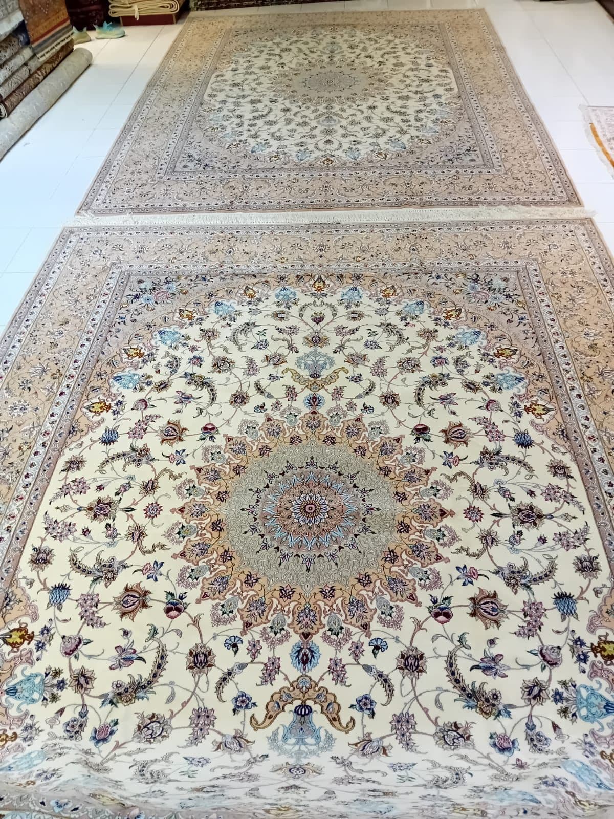 Handmade Esfahan Wool & Silk Carpet - Luxury Persian Rug view 7