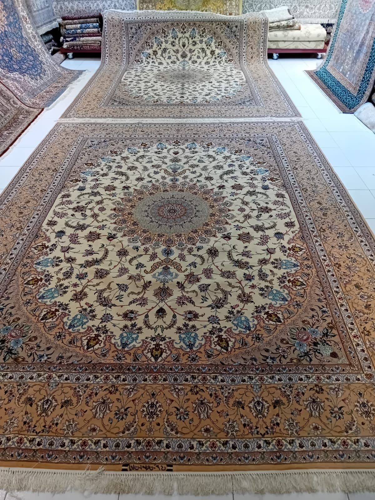 Handmade Esfahan Wool & Silk Carpet - Luxury Persian Rug view 8