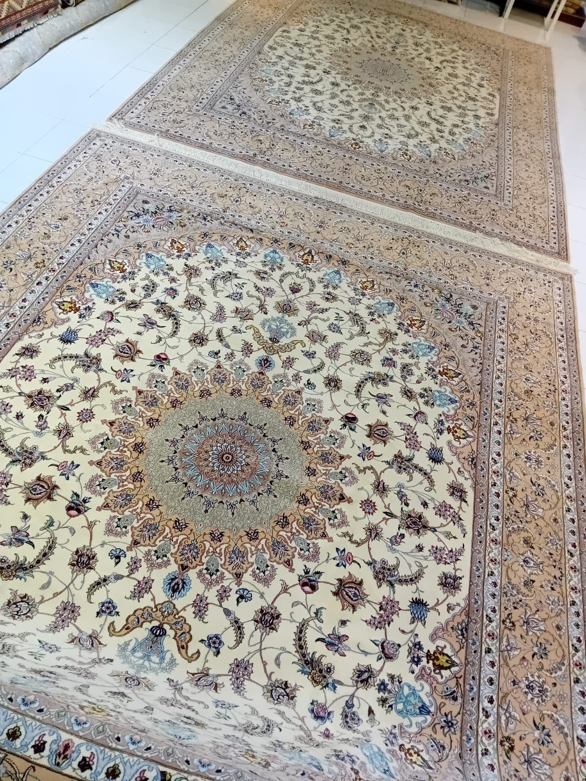 Handmade Esfahan Wool & Silk Carpet - Luxury Persian Rug view 9