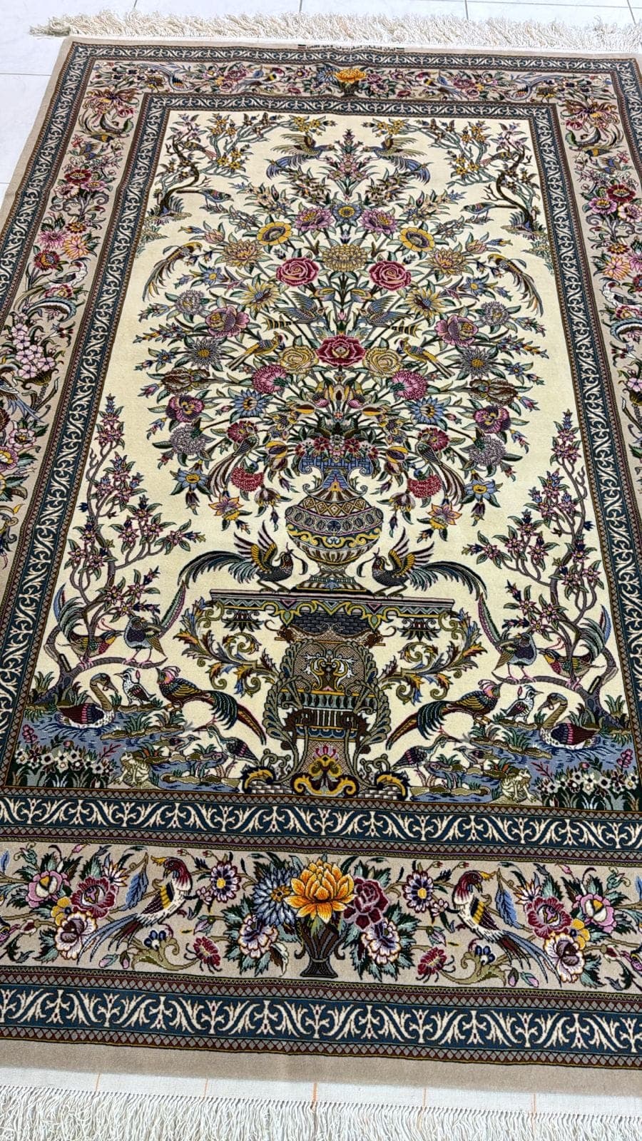 Esfahan Emadi Handmade Wool & Silk Persian Carpet – 2.35m x 1.50m view 2
