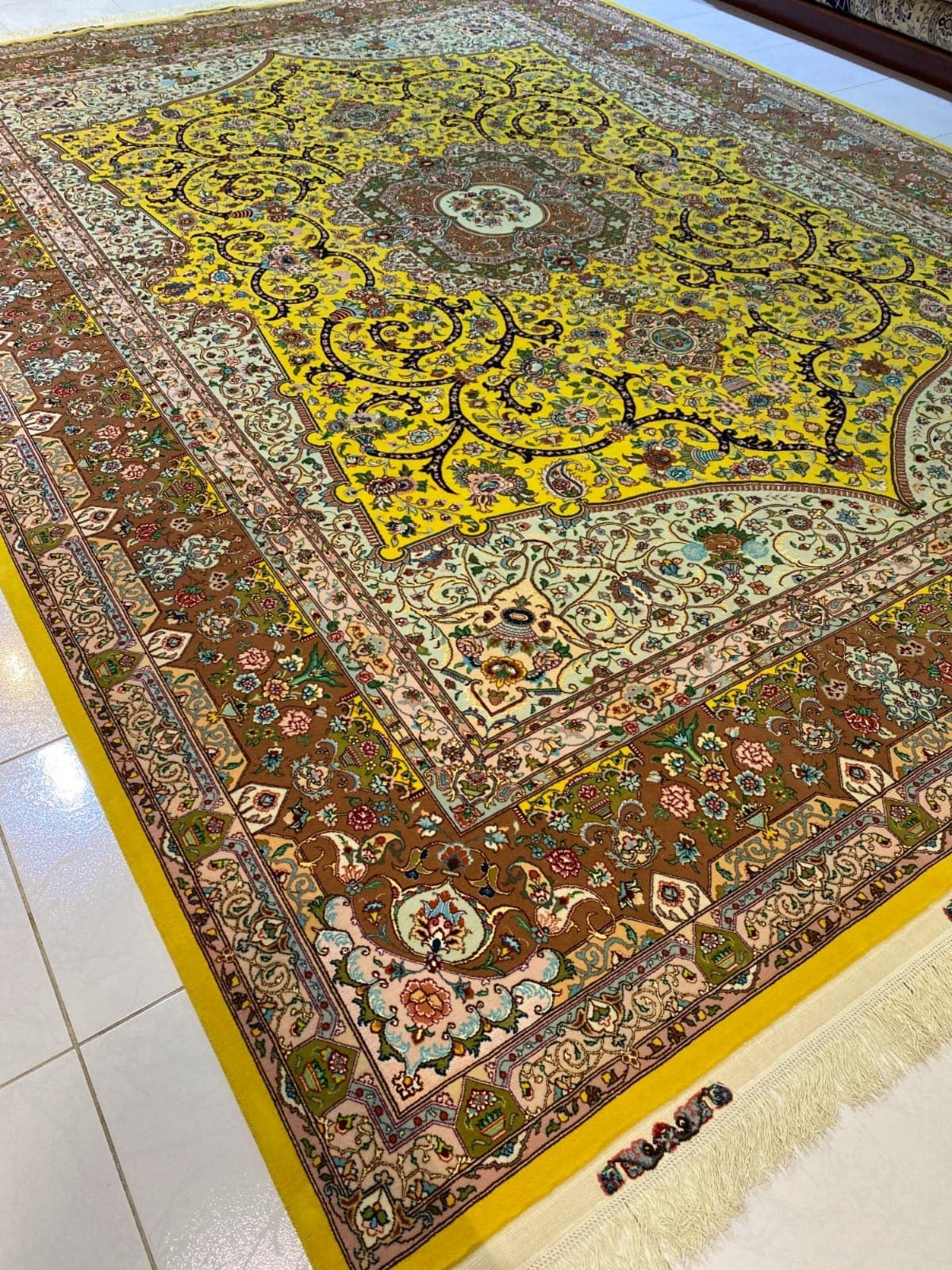 Handmade Iranian Tabriz 60 Raj Silk Carpet – 3m x 4m, Luxurious Persian Masterpiece view 3