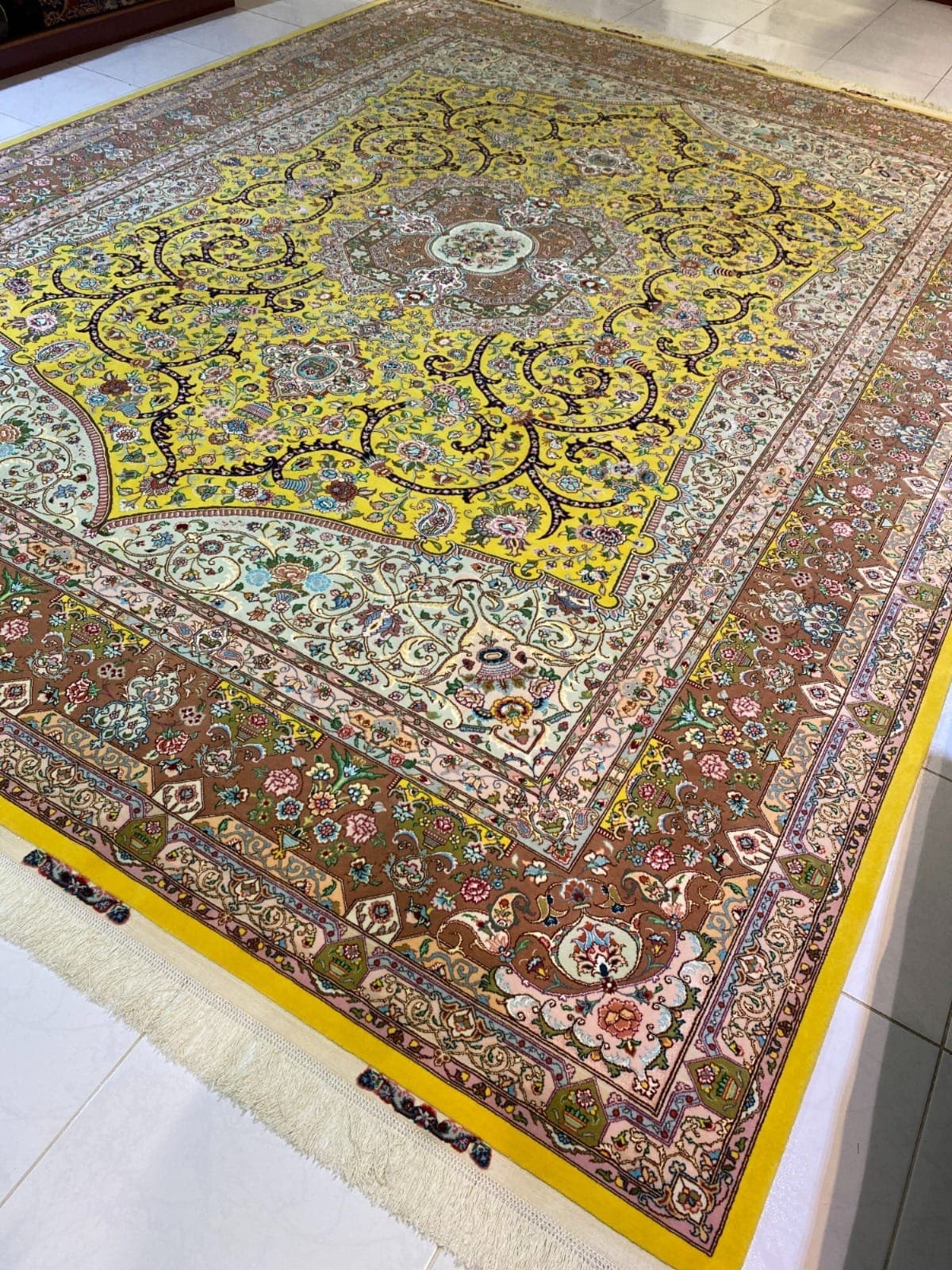 Handmade Iranian Tabriz 60 Raj Silk Carpet – 3m x 4m, Luxurious Persian Masterpiece view 5