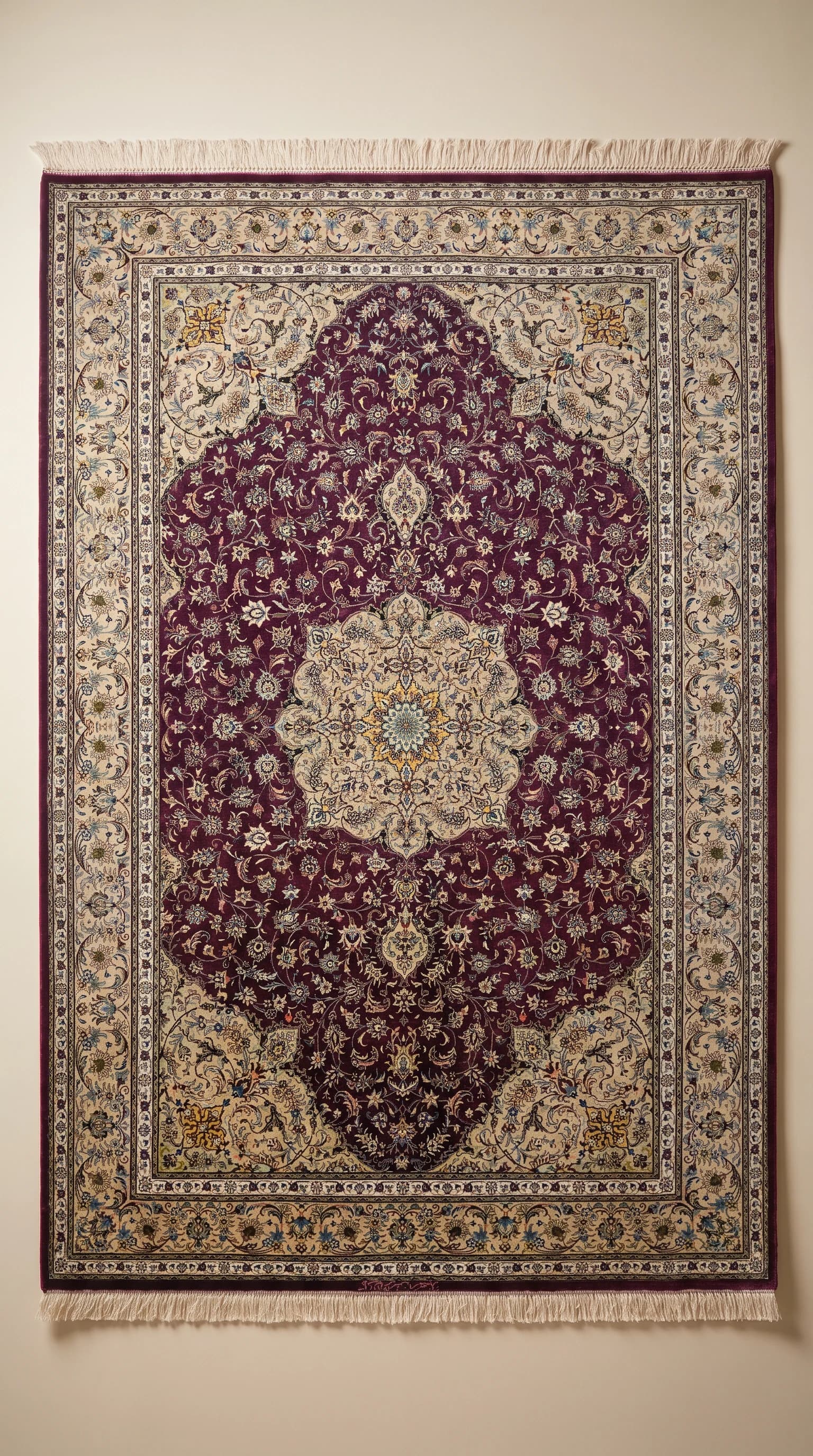 Persian Kashan Silk Rug,  Handmade Luxury Carpet in UAE