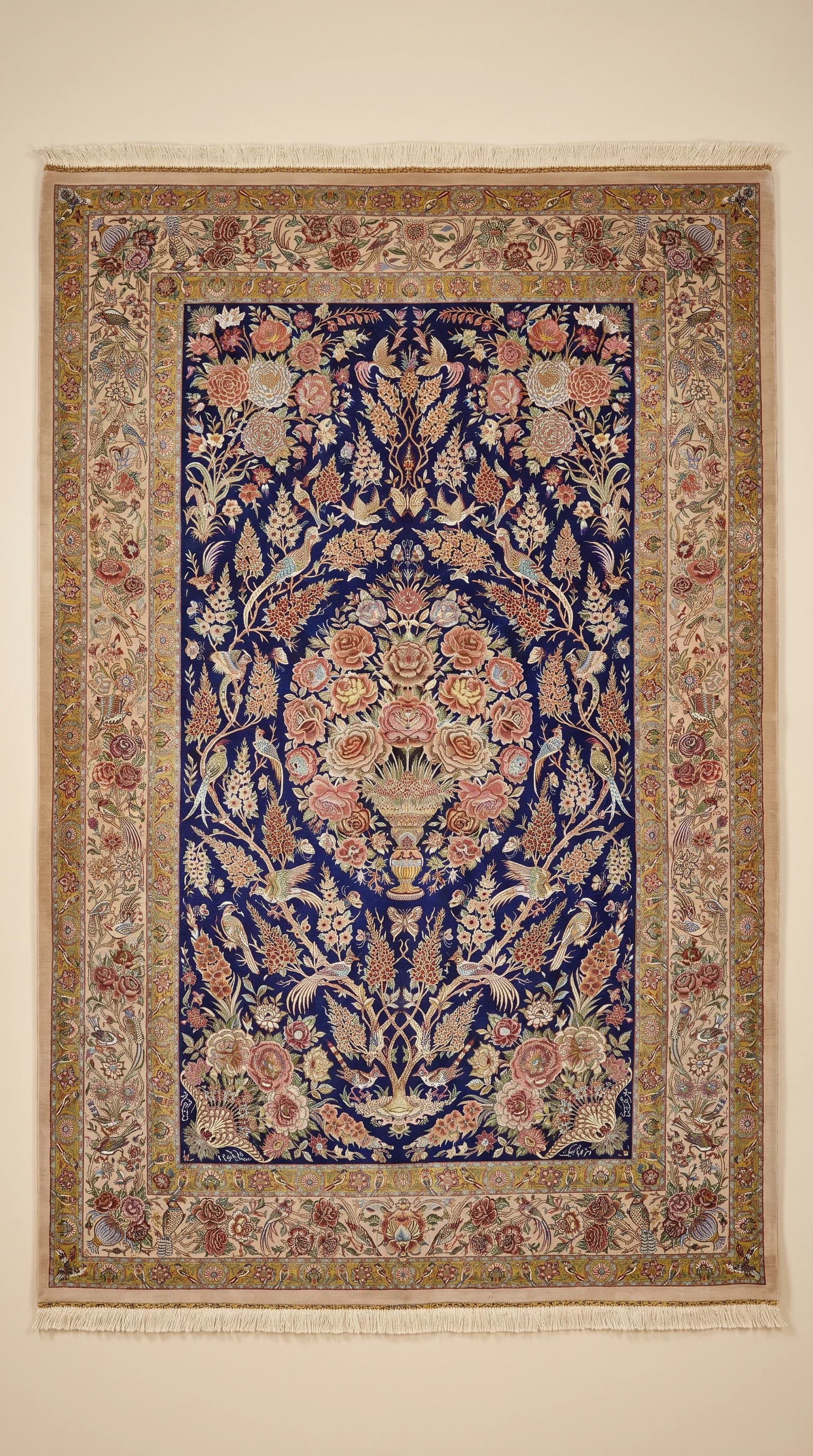 High-Quality Pure Silk Persian Carpet From Mir Mehdi Family