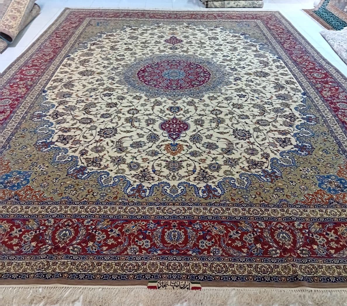 High Quality, Handmade Iranian Esfahan Wool and Silk Carpet view 3