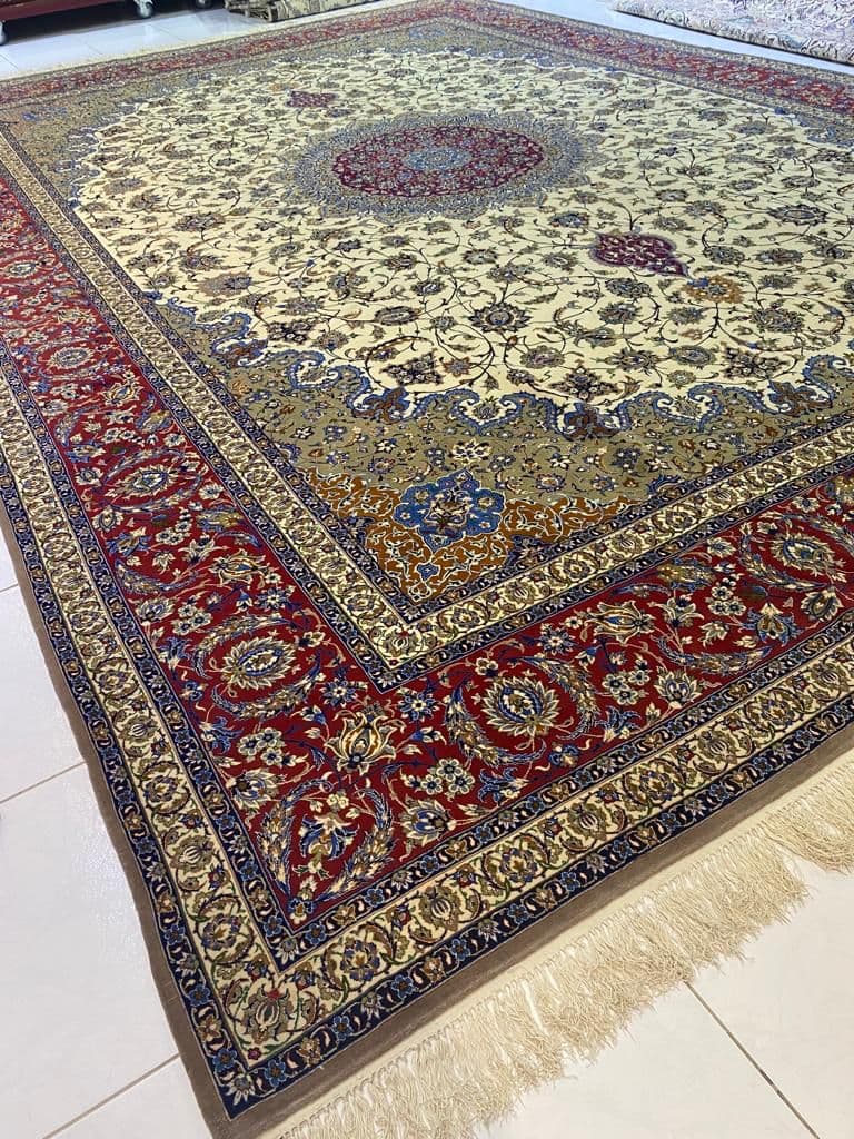 High Quality, Handmade Iranian Esfahan Wool and Silk Carpet view 5