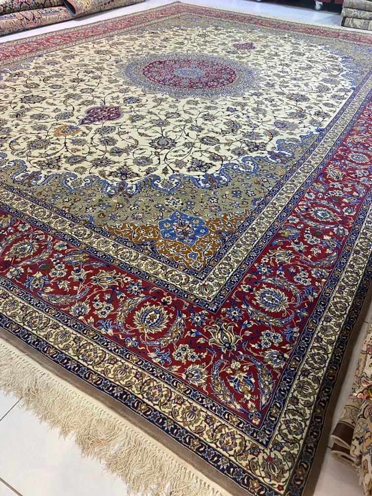 High Quality, Handmade Iranian Esfahan Wool and Silk Carpet view 7