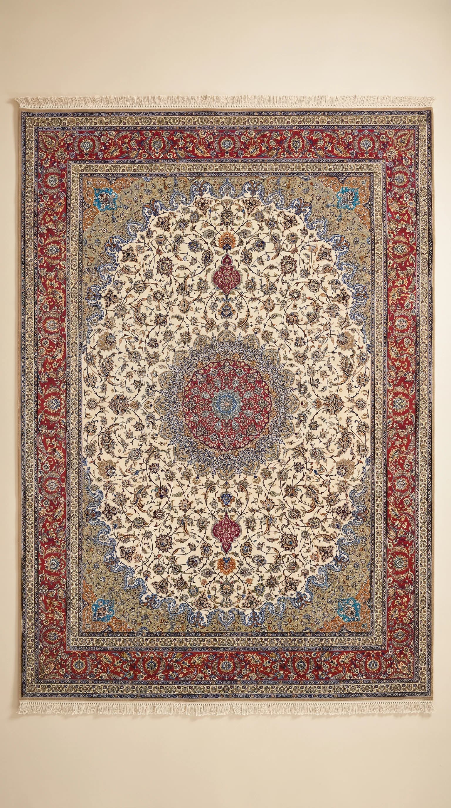 High Quality, Handmade Iranian Esfahan Wool and Silk Carpet