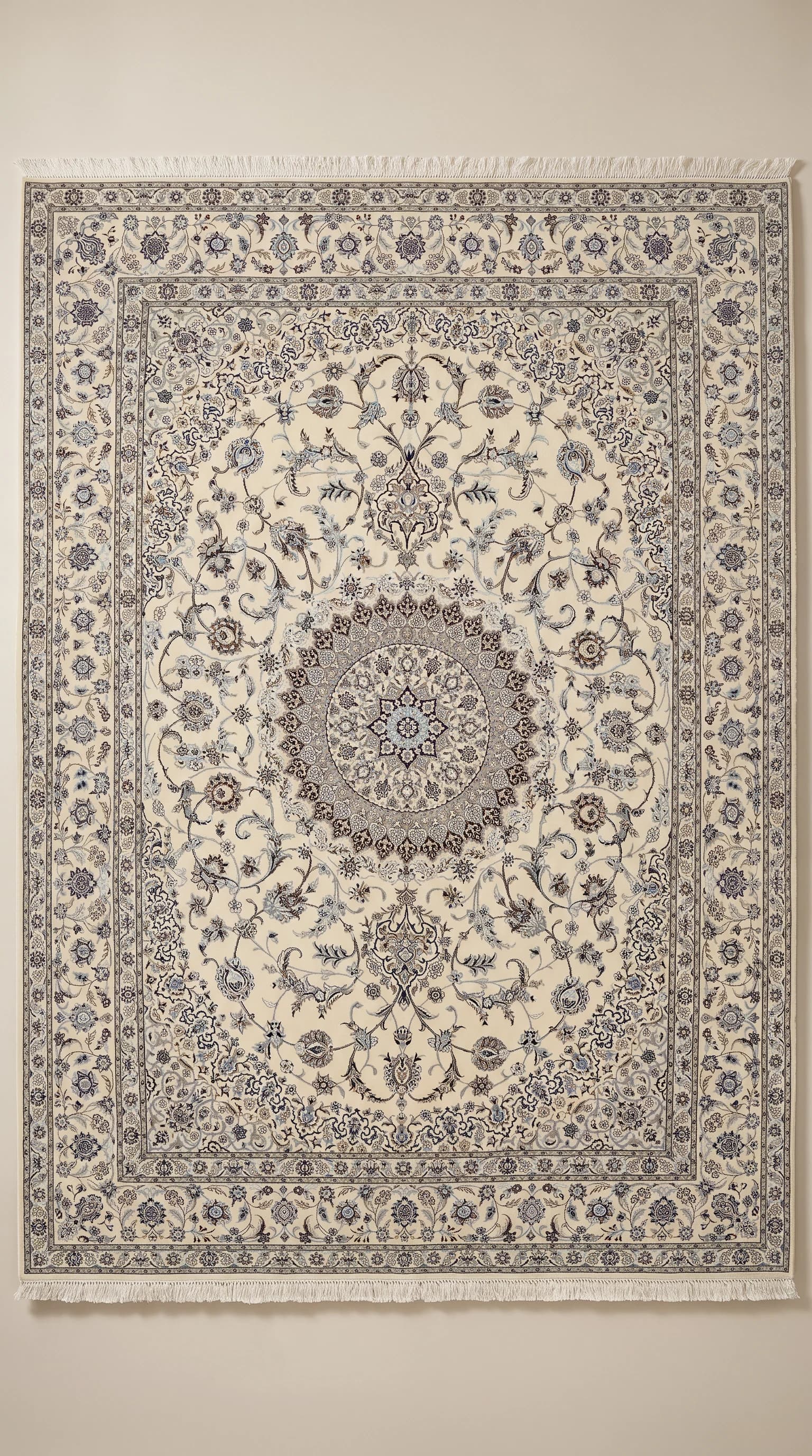 Handmade Iranian Naein Wool & Silk Carpet