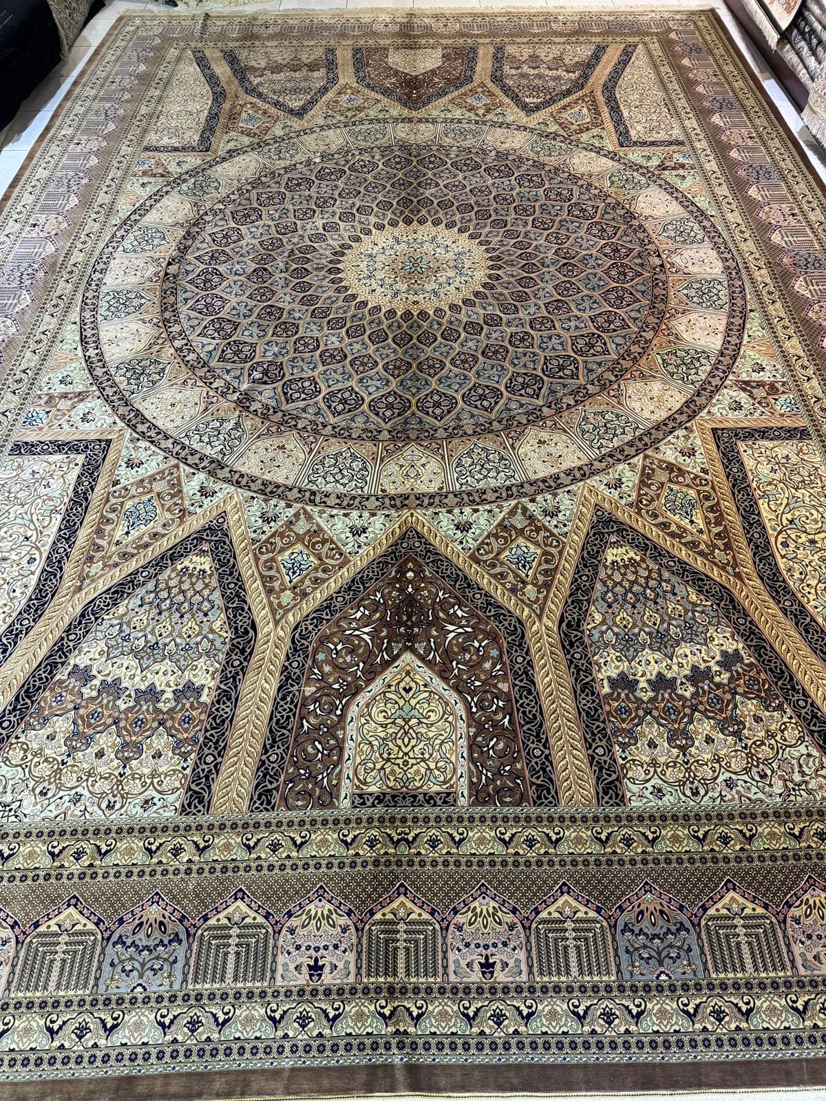 Handmade Qum Pure Silk Persian Carpet – 4m x 6m (Available in UAE) view 4