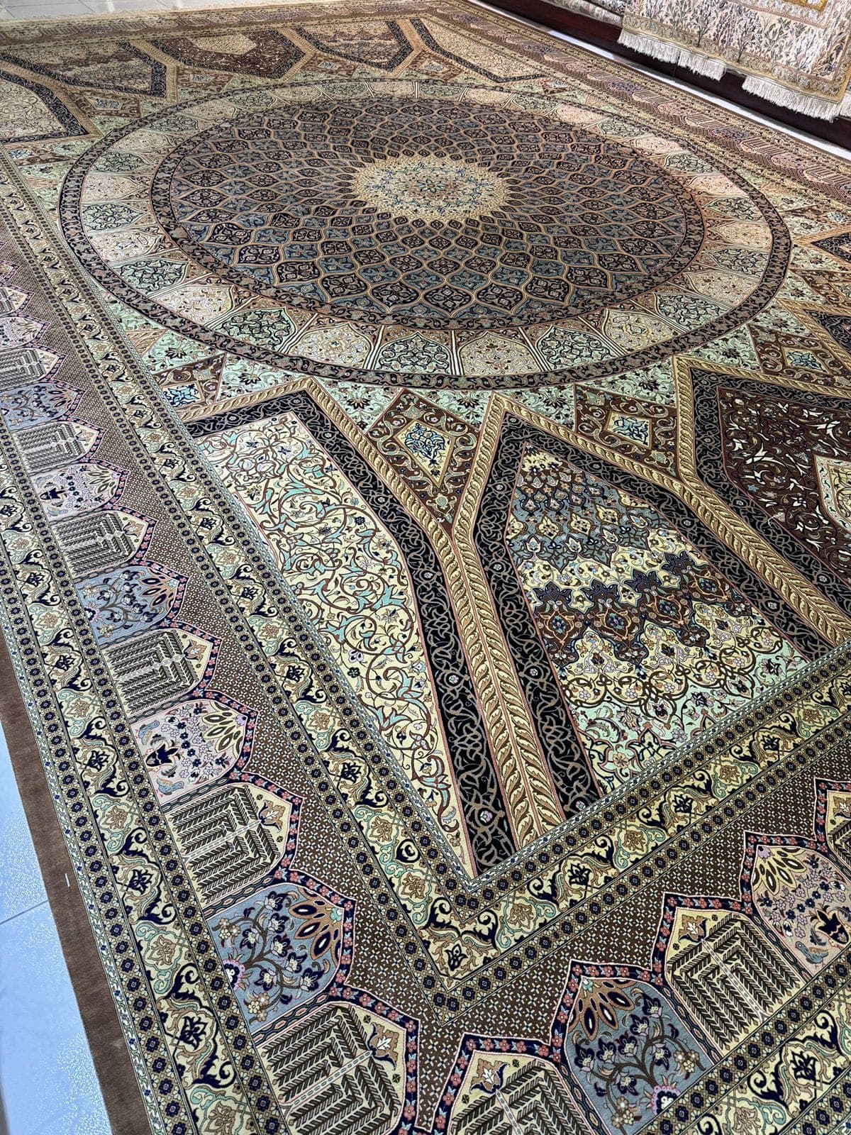 Handmade Qum Pure Silk Persian Carpet – 4m x 6m (Available in UAE) view 5