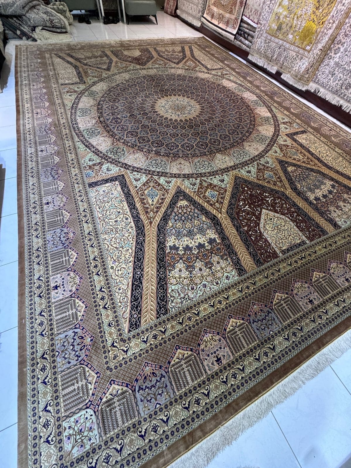 Handmade Qum Pure Silk Persian Carpet – 4m x 6m (Available in UAE) view 6