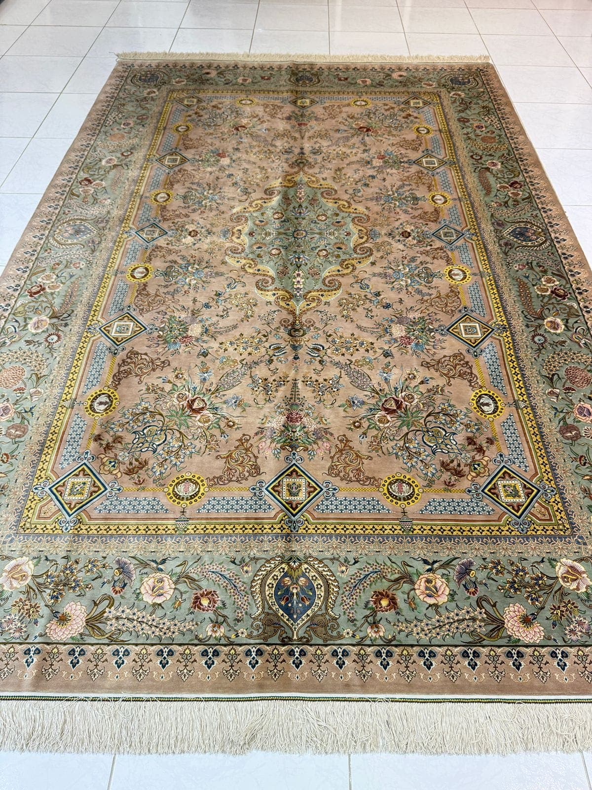 Qum Tawladi Rasoul Carpet: Luxurious Handmade Pure Silk Design view 2