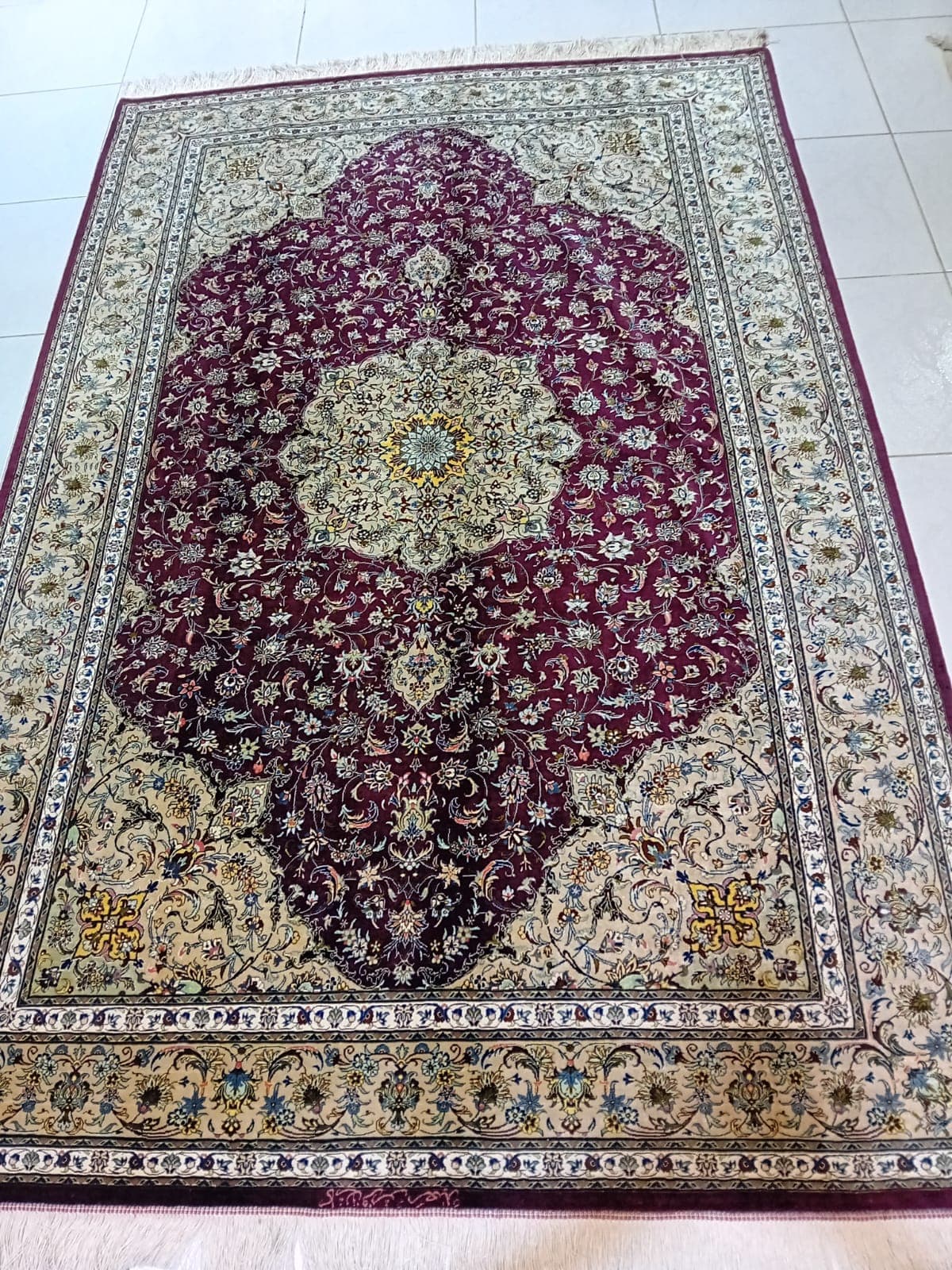 Persian Kashan Silk Rug, Handmade Luxury Carpet in UAE view 2