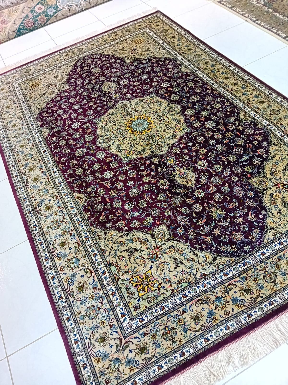 Persian Kashan Silk Rug, Handmade Luxury Carpet in UAE view 3