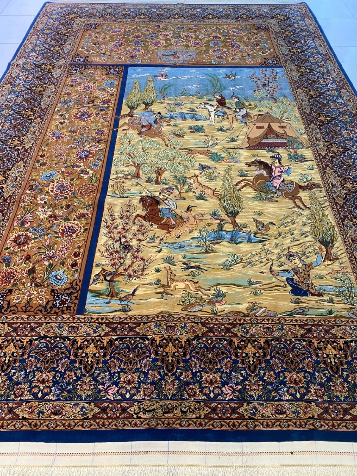 Handmade Persian Esfahan Mahdi Saidi Carpet in Sharjah, UAE view 3