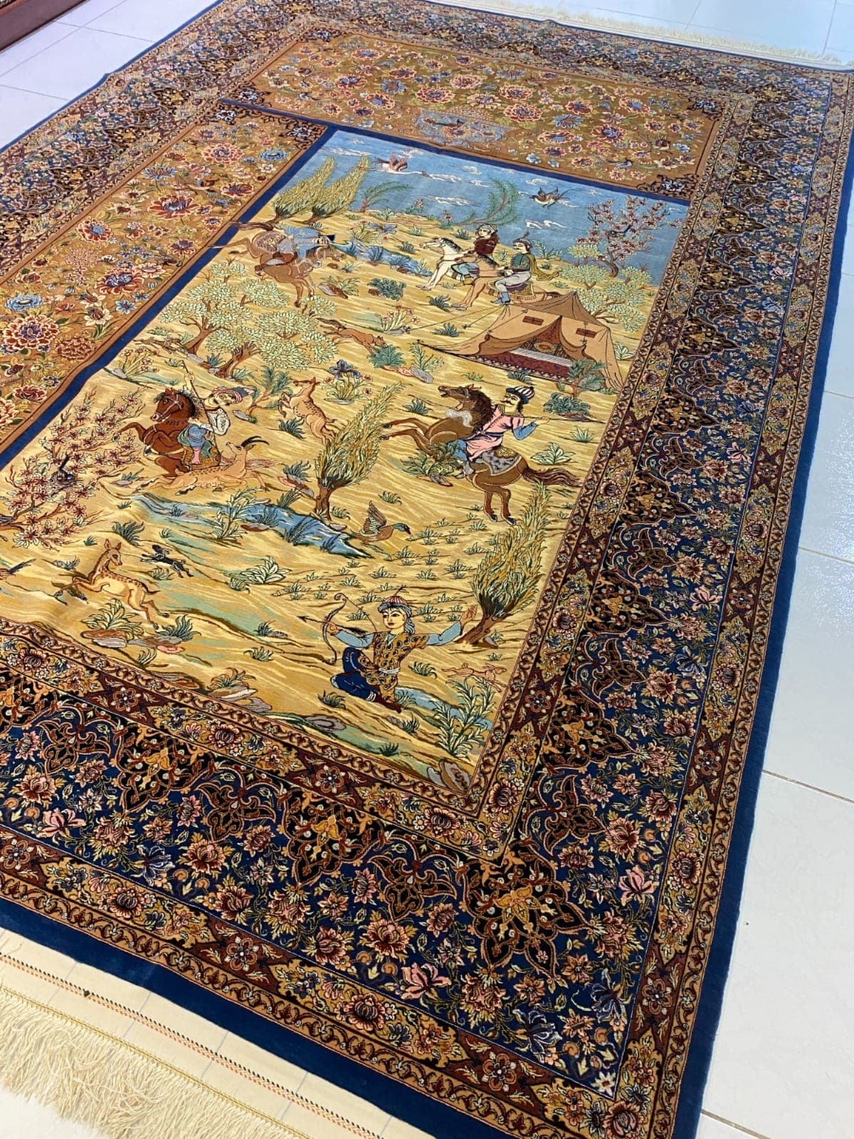 Handmade Persian Esfahan Mahdi Saidi Carpet in Sharjah, UAE view 4