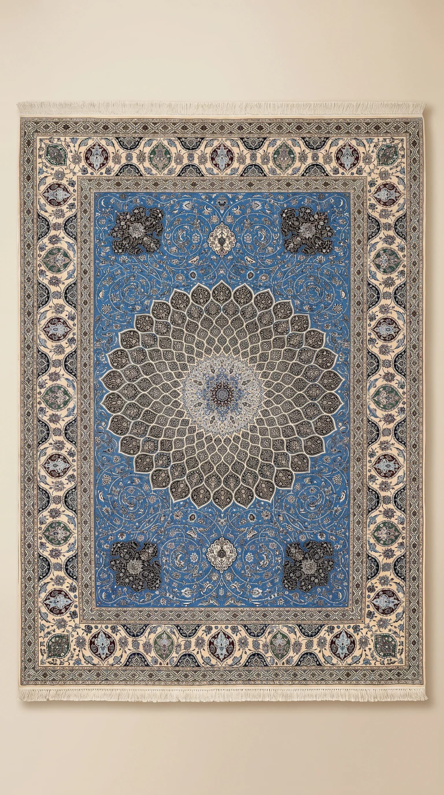 High-Quality Naeen Wool & Silk Handmade Carpet – 4.00m x 6.00m, Persian Elegance in Sharjah