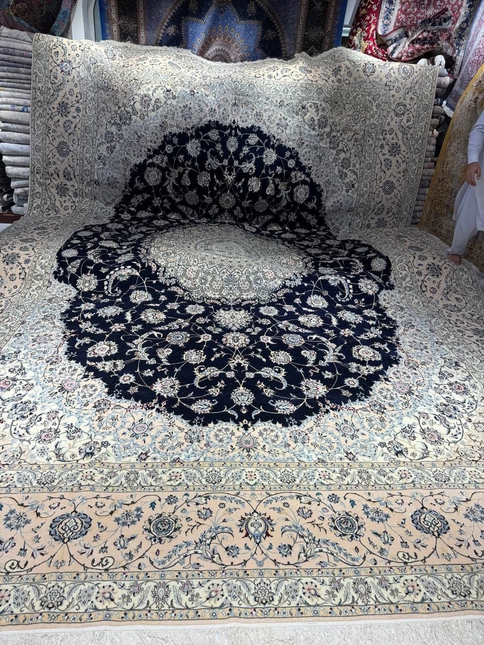 Handmade Wool & Silk Naeen Carpet From Iran. Available in Our Sharjah Showroom view 5