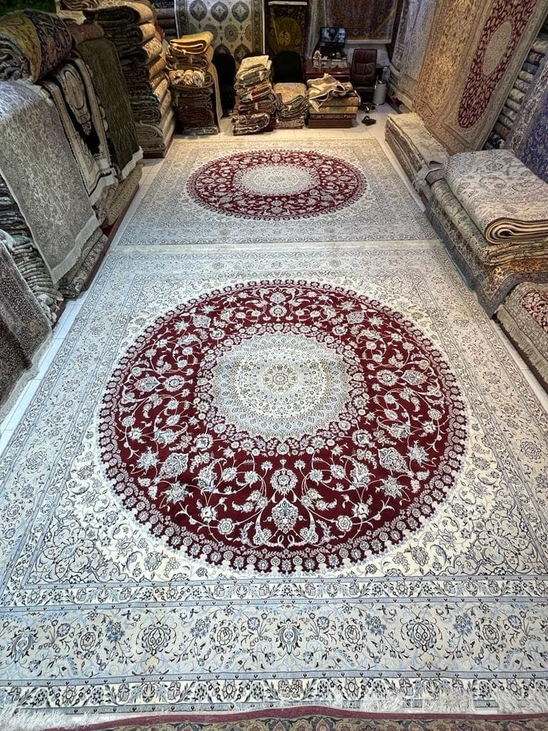 High-Quality Sharla Wool & Silk Iranian Handmade Carpet – 3.50m x 3.50m, Available as Pair view 2