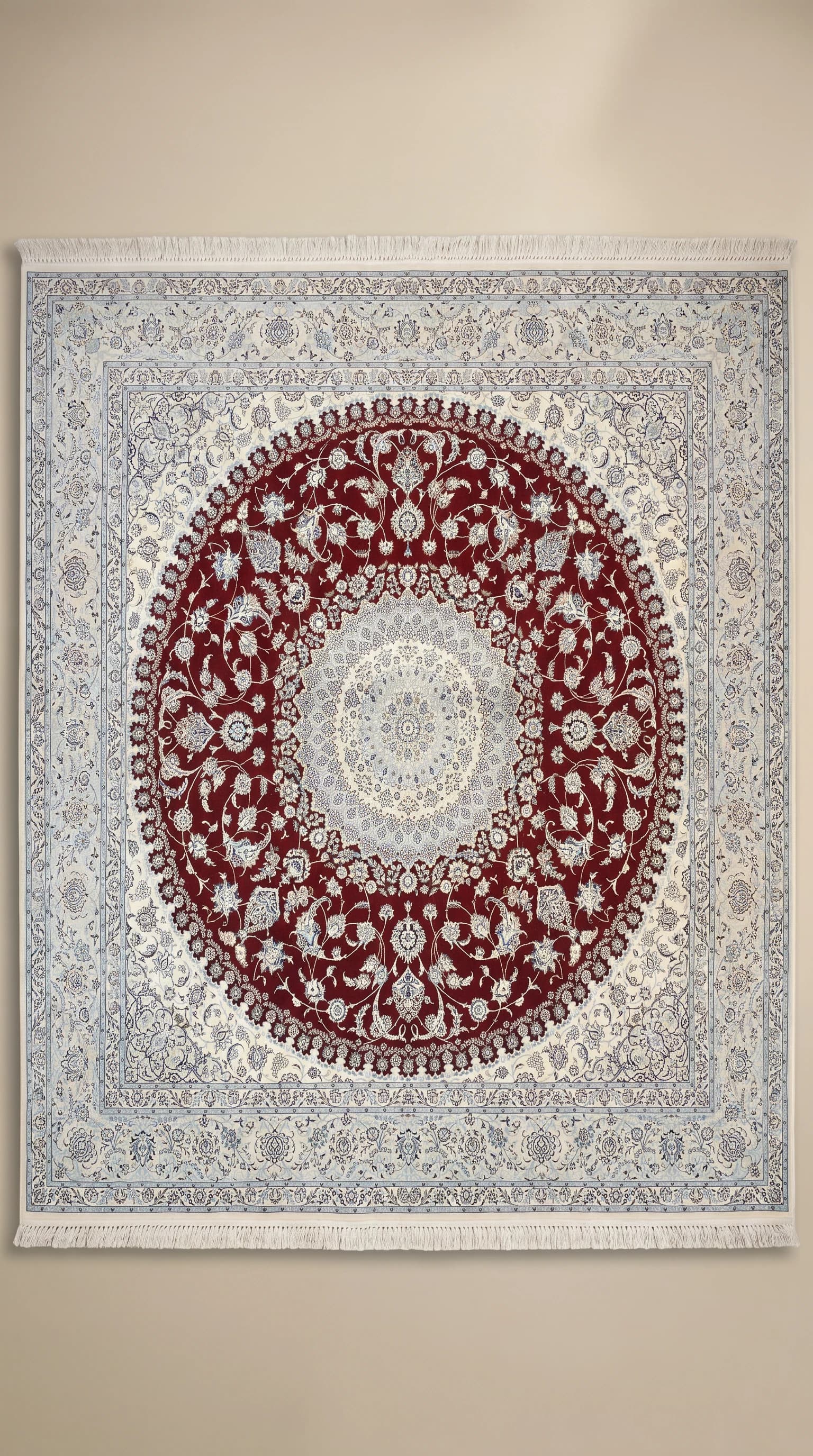 High-Quality Sharla Wool & Silk Iranian Handmade Carpet – 3.50m x 3.50m, Available as Pair